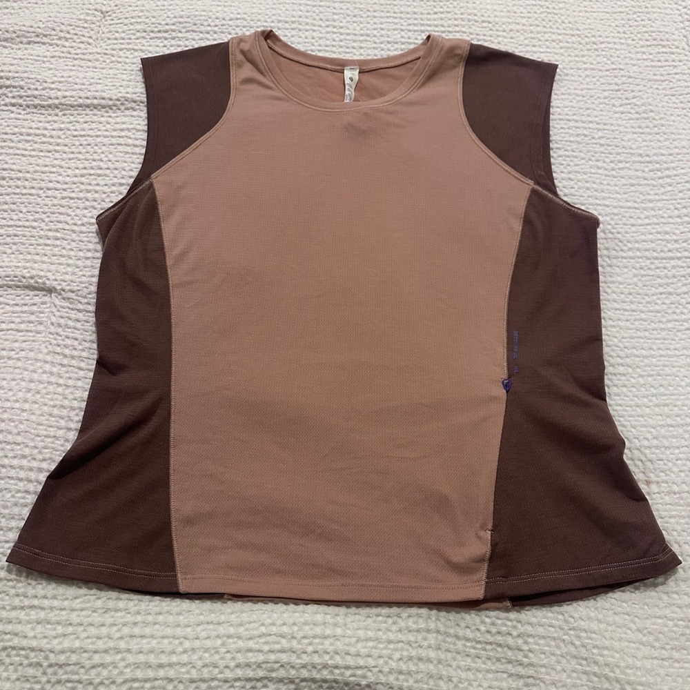 Lululemon Fast and Free Trail Sleeveless Top Brown Tan Colorblock Size 10